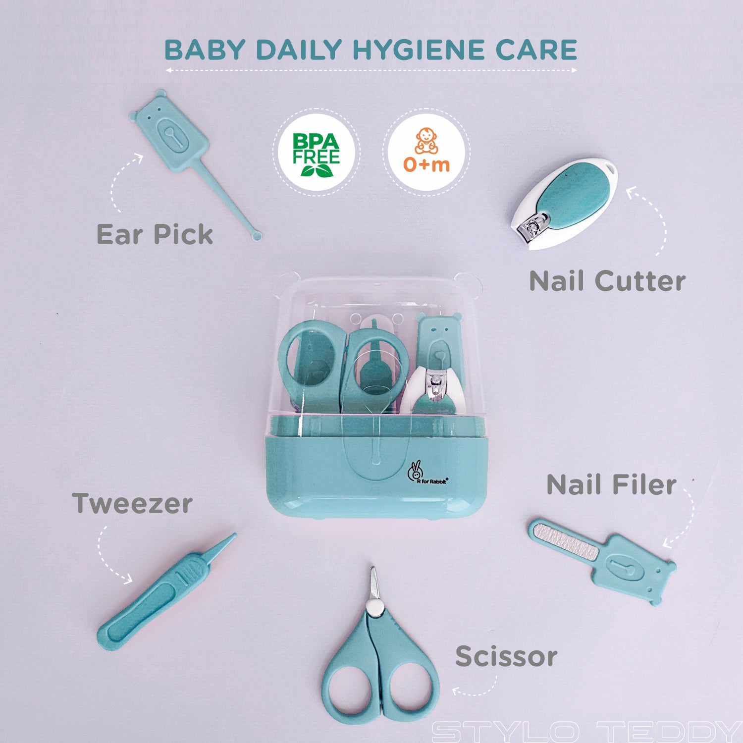 R for Rabbit Stylo Teddy Baby Manicure Set - Blue - GRSTTB2