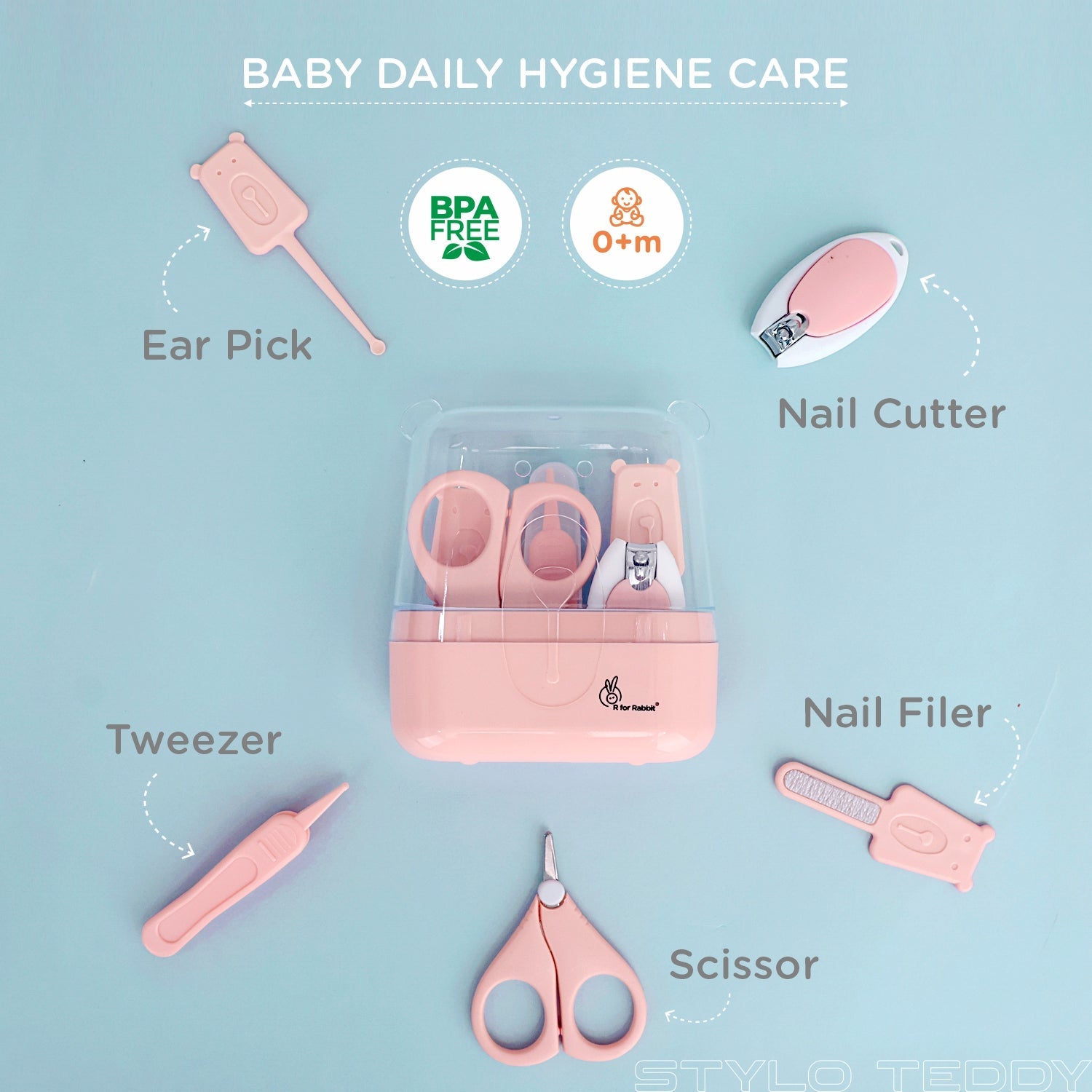 R for Rabbit Stylo Teddy Baby Manicure Set - Pink - GRSTTP2