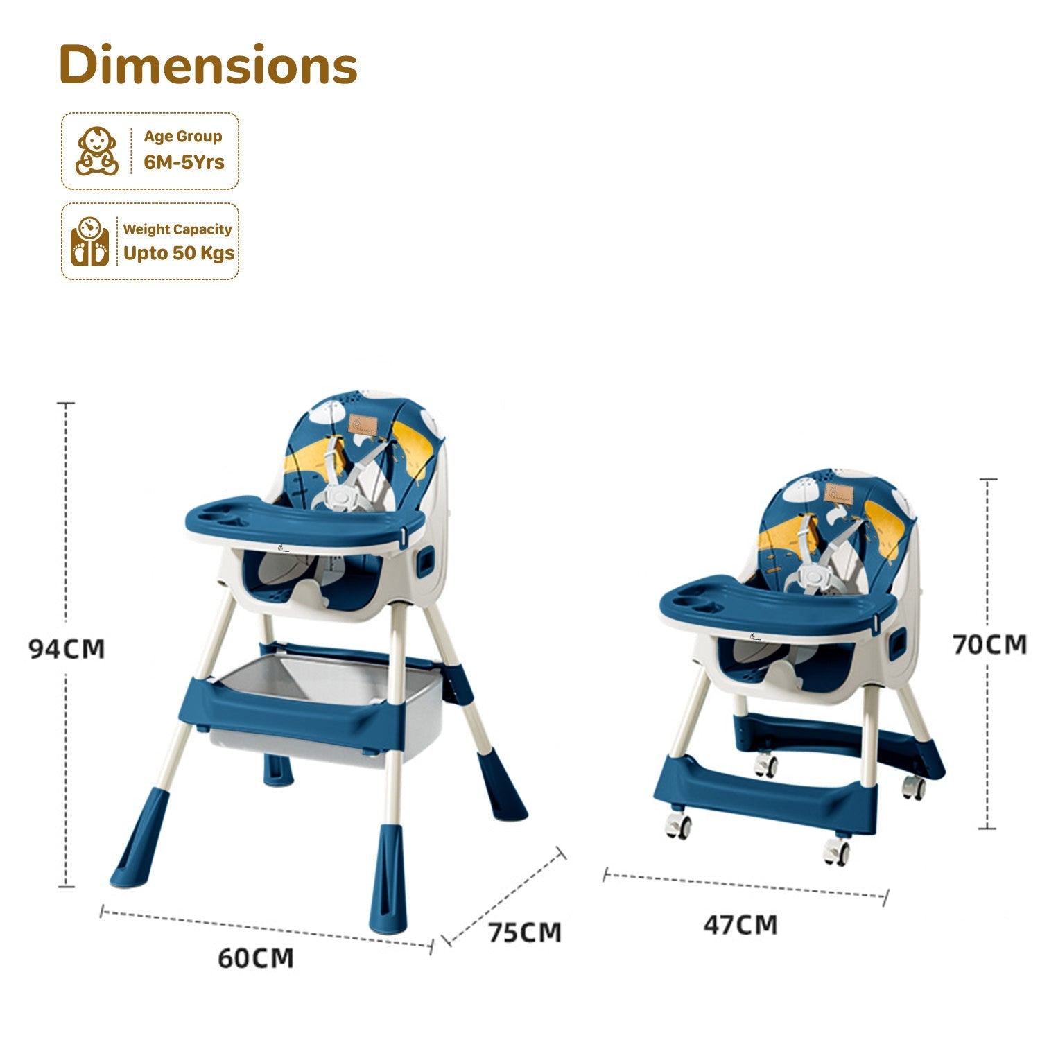 R for Rabbit Sugar Doodle Plus High Chair - Indigo Dye - HCSDID3