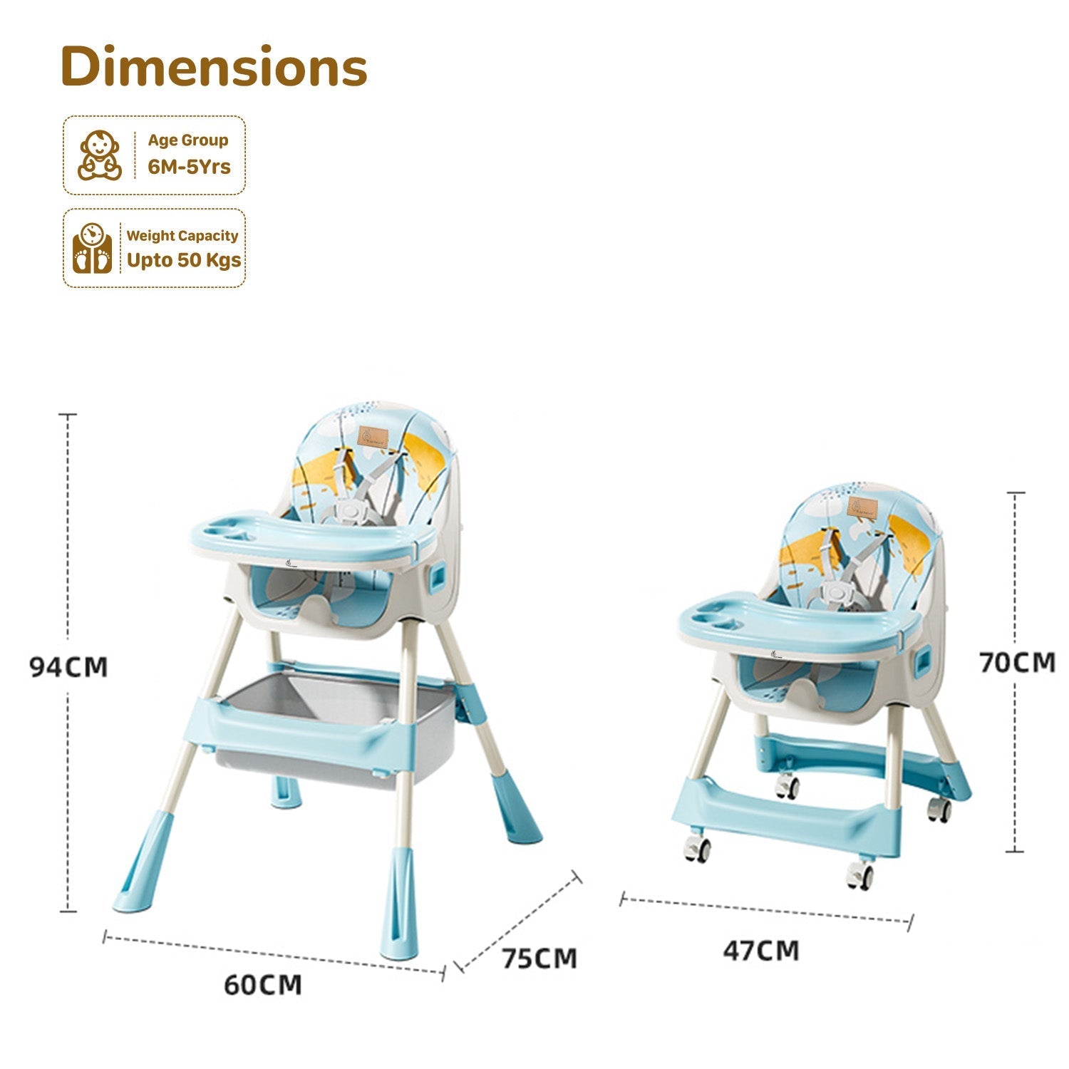 R for Rabbit Sugar Doodle Plus High Chair - Lake Blue - HCSDLB3