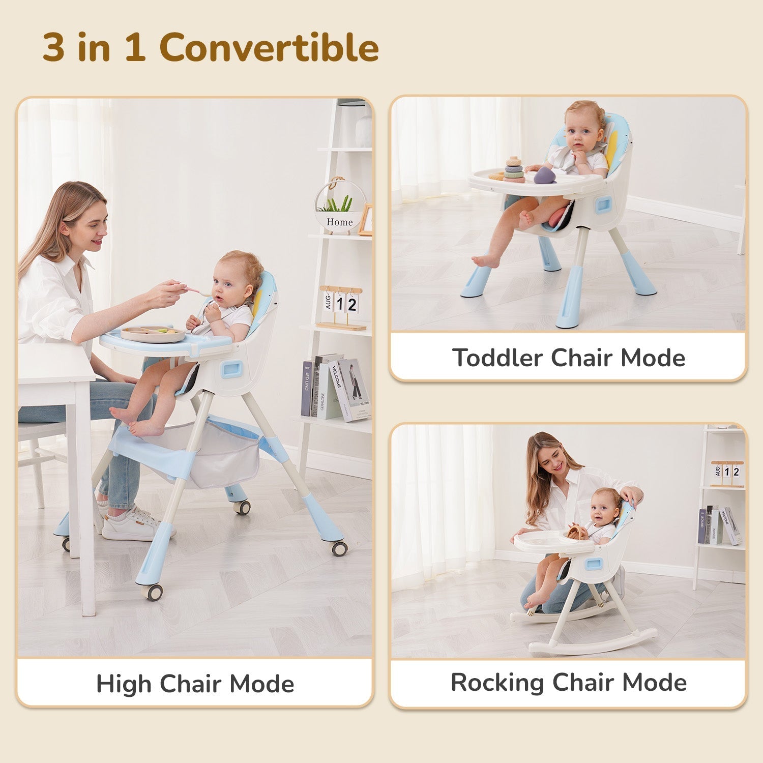 R for Rabbit Sugar Doodle Plus High Chair - Lake Blue - HCSDLB3