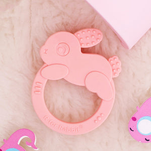 R for Rabbit Tiny Bites Zoobie Silicone Teether Pink - Teether
