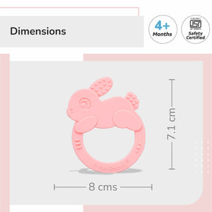 R for Rabbit Tiny Bites Zoobie Silicone Teether Pink - Teether