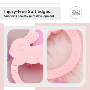 R for Rabbit Tiny Bites Zoobie Silicone Teether Pink - Teether