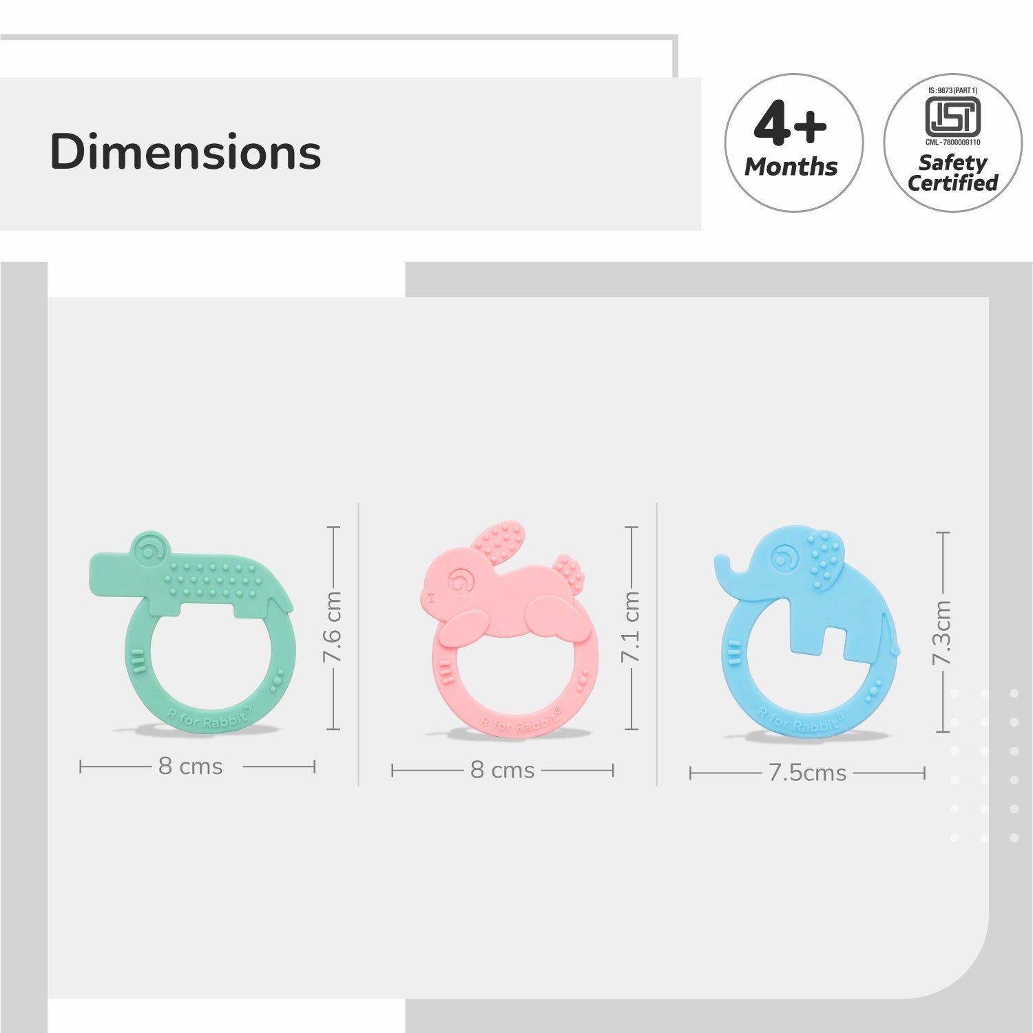 R for Rabbit Tiny Bites Zoobie Teethers (Pack of 3) - Green - Pink - Blue Teether