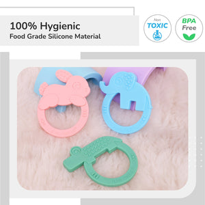 R for Rabbit Tiny Bites Zoobie Teethers (Pack of 3) - Green - Pink - Blue Teether