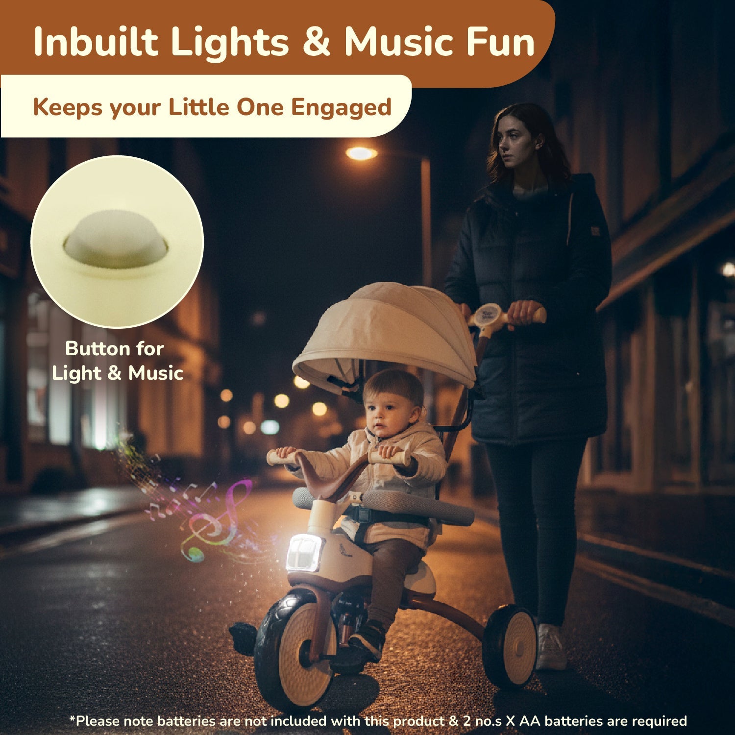 R for Rabbit Tiny Toes Karizma Tricycle Cream Brown Ride ons and Toys - Tricycle