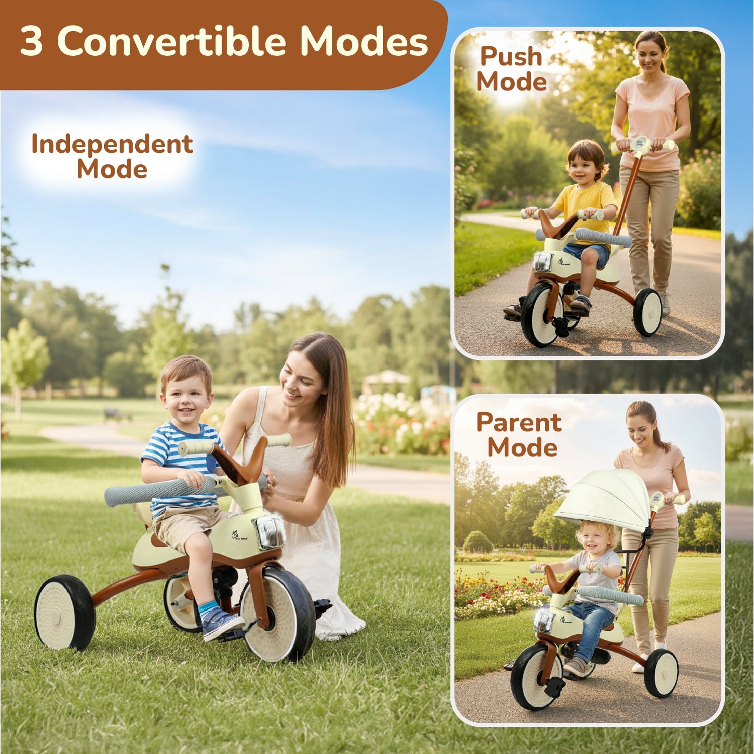 R for Rabbit Tiny Toes Karizma Tricycle Cream Brown Ride ons and Toys - Tricycle