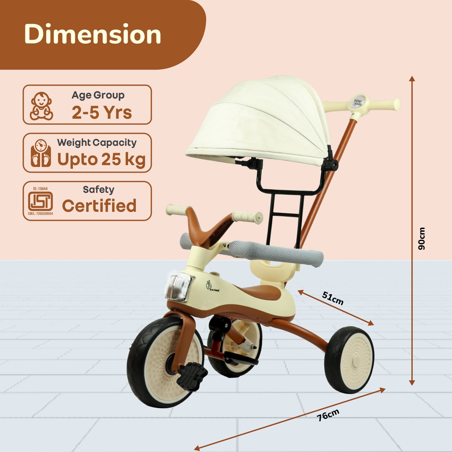 R for Rabbit Tiny Toes Karizma Tricycle Cream Brown Ride ons and Toys - Tricycle
