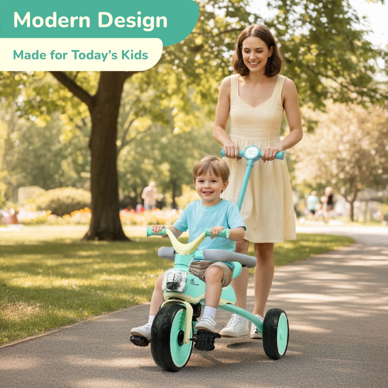 R for Rabbit Tiny Toes Karizma Tricycle Green Cream Ride ons and Toys - Tricycle