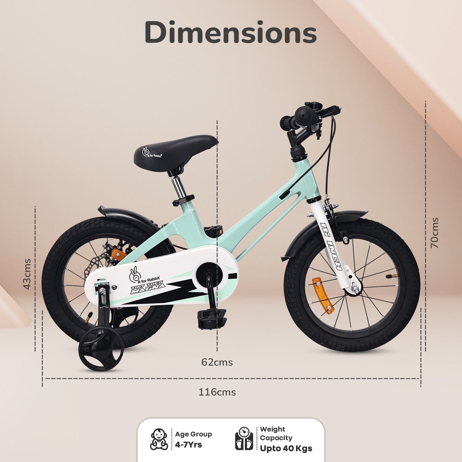 R for Rabbit Tiny Toes Magna Bicycle For Kids 16 Inch With 90% Plug N ...