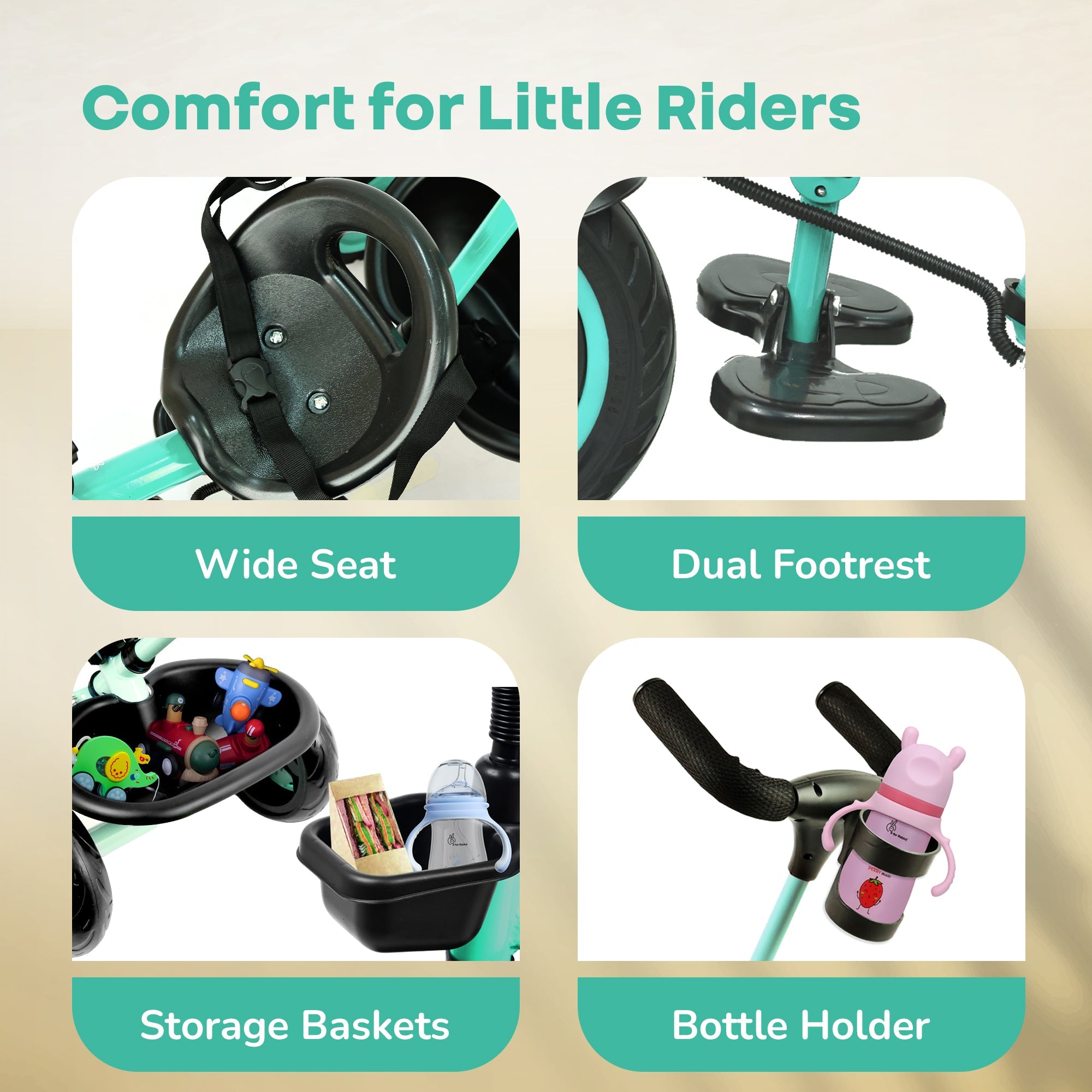 R for Rabbit Tiny Toes R20 Plus Kids Tricycle with Rubber Wheels - Tricycle