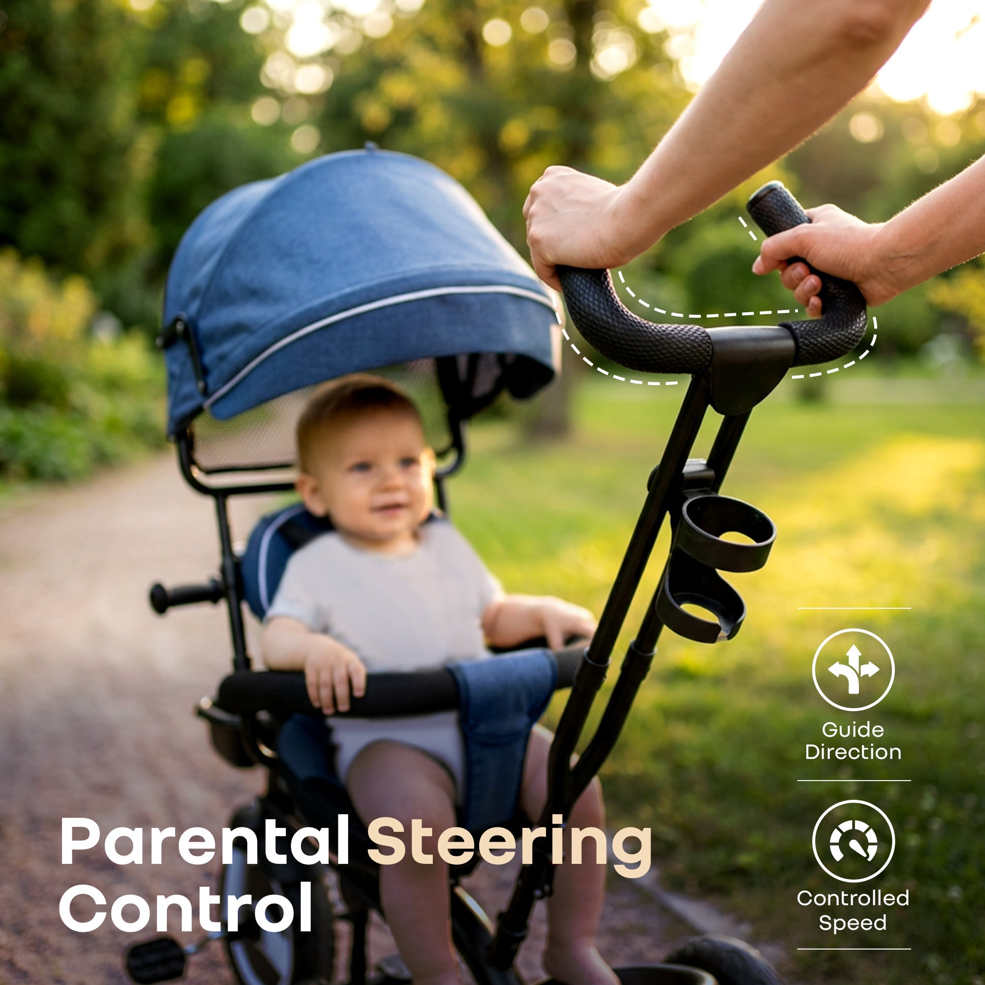 R for Rabbit Tiny Toes R40 Plus Baby Tricycle with Canopy & Parent Handle - Tricycle