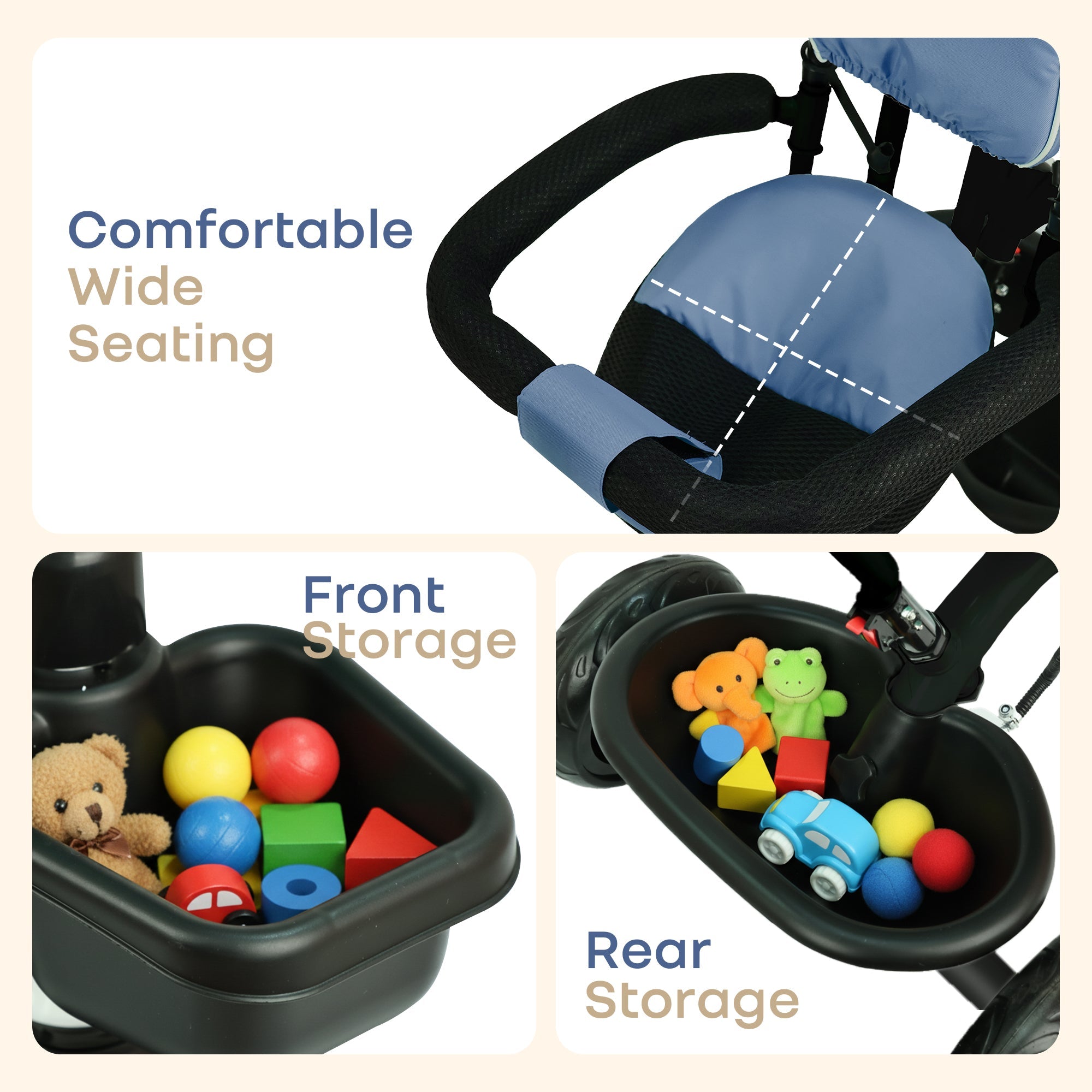 R for Rabbit Tiny Toes R40 Plus Baby Tricycle with Canopy & Parent Handle - Tricycle