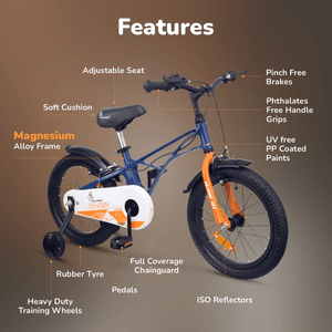 R for Rabbit Tiny Toes Ryder - 16Inch Bicycle Blue Orange Ride ons and Toys - Bicycle