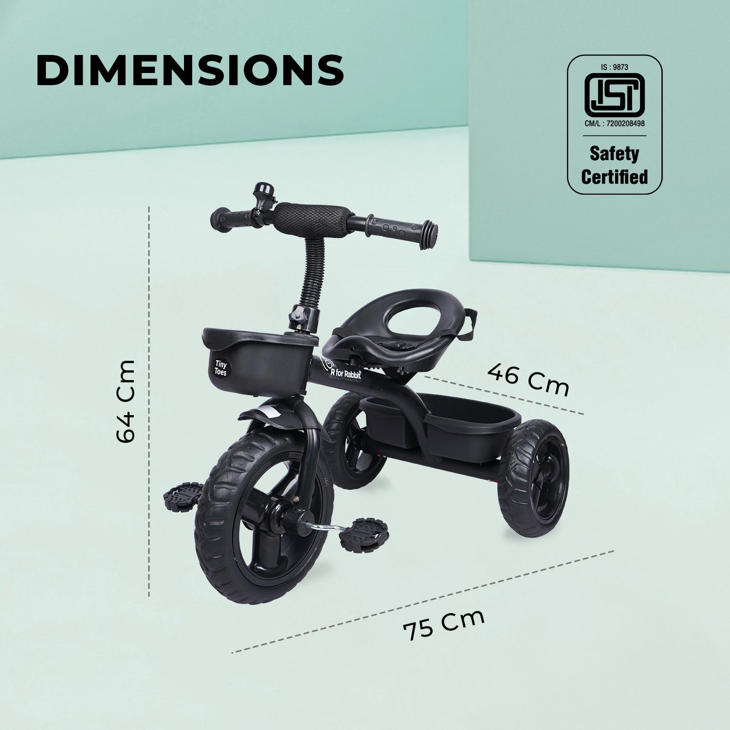 R for Rabbit Tiny Toes T10 Ace - Black - Tricycle