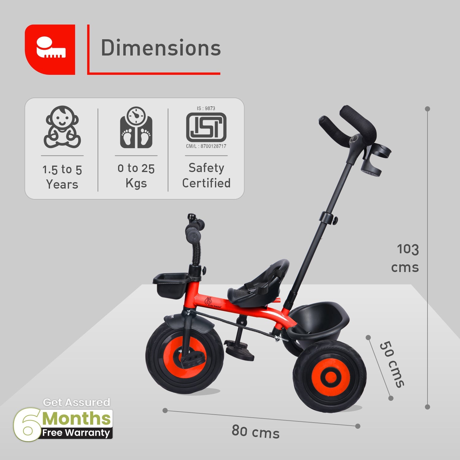 R for Rabbit Tiny Toes T20 Ace - Red - Tricycle