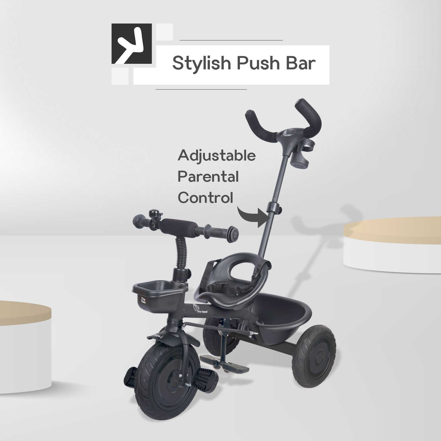 R for Rabbit Tiny Toes T20 Plus - Black - Tricycle