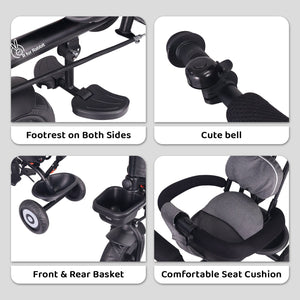 R for Rabbit Tiny Toes T40 Ace - Grey Black - Tricycle