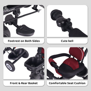 R for Rabbit Tiny Toes T40 Plus - Maroon Black - Tricycle