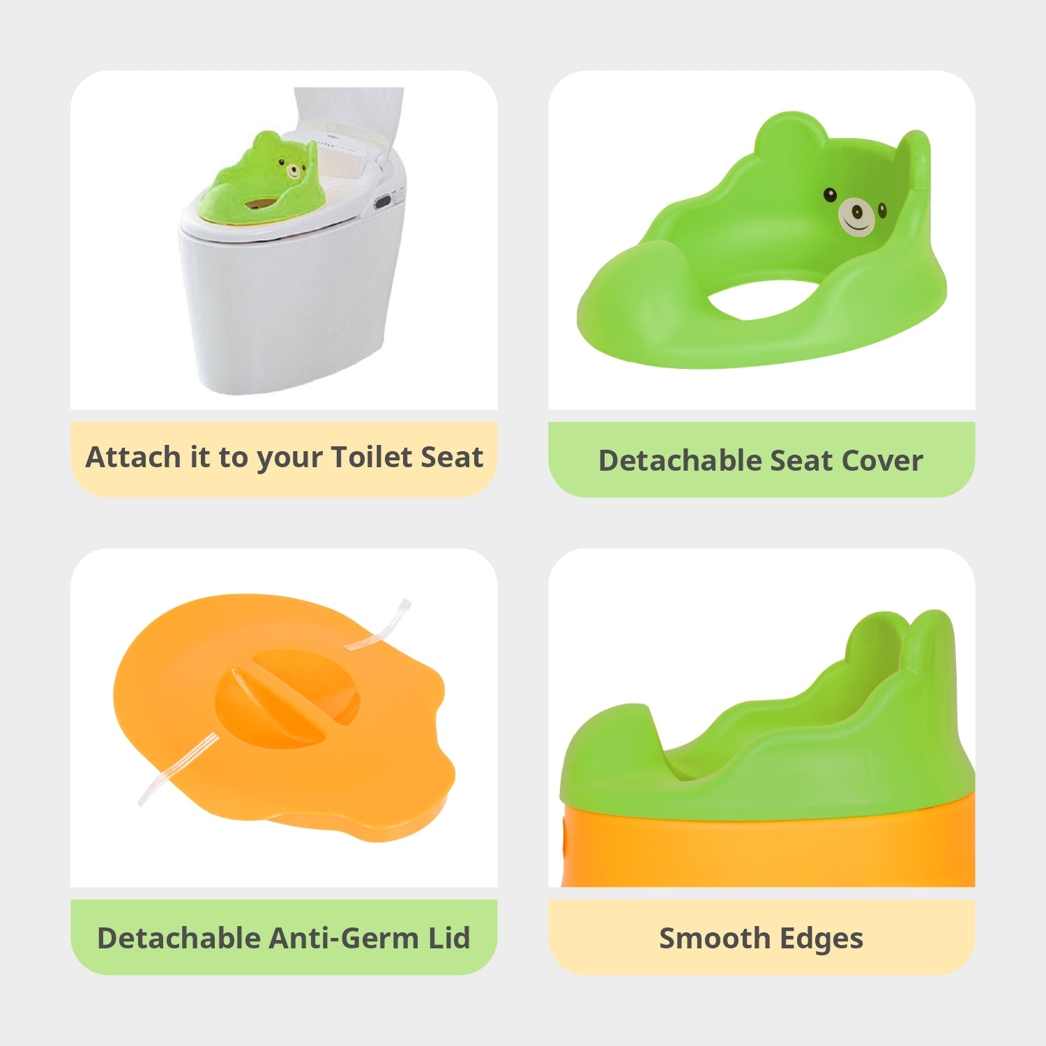 R for Rabbit Tiny Tots Potty Seat - Green Yellow - PSTTGY1