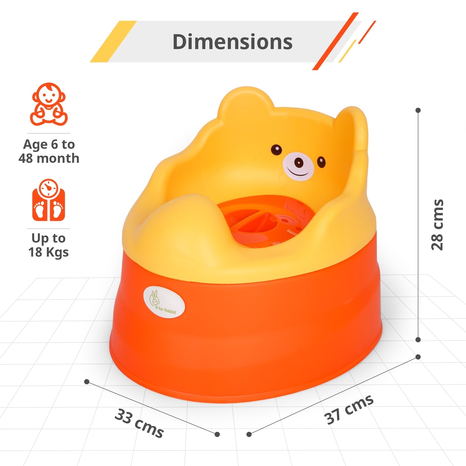 R for Rabbit Tiny Tots Potty Seat - Orange Red - PSTTOR1