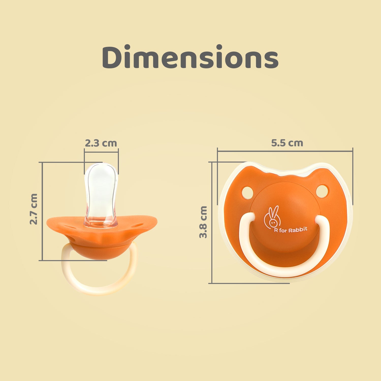 R for Rabbit Tusky Size - L - Orange - Pacifiers