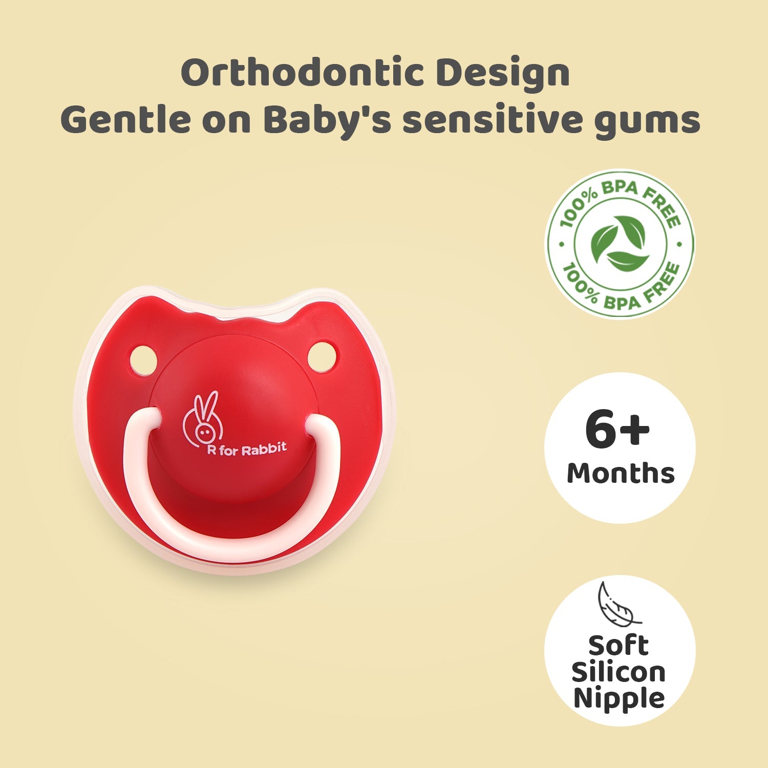 R for Rabbit Tusky Size - L - Red - Pacifiers