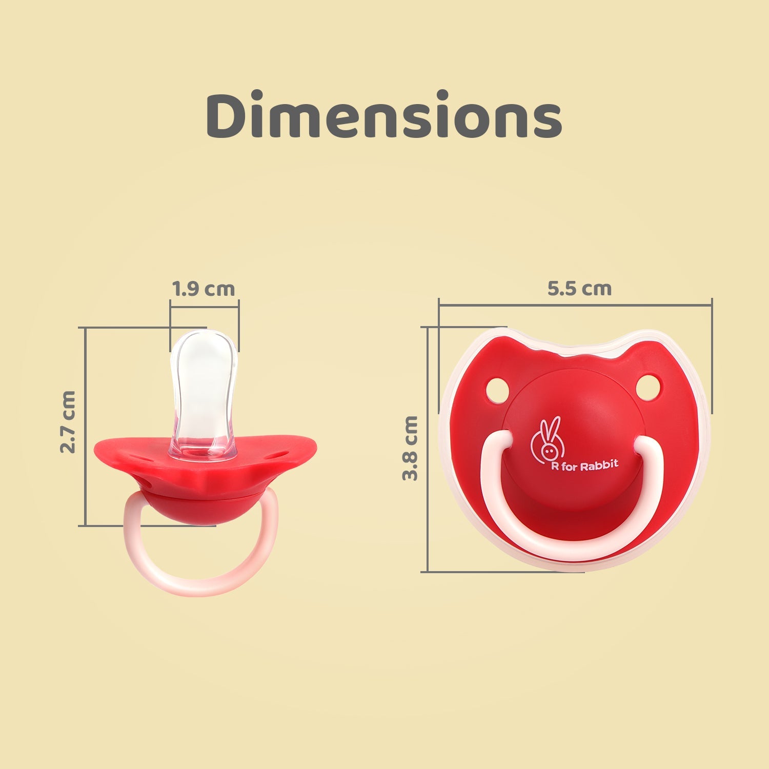 R for Rabbit Tusky Size - M - Red - Pacifiers