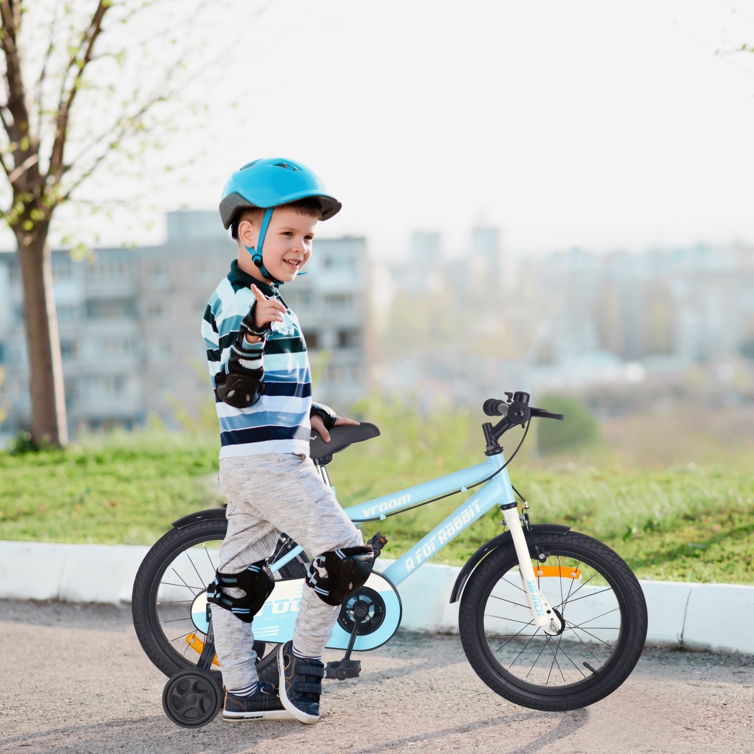 R for Rabbit Vroom Bicycle Lake Blue - 16Inch - BLVRLB16