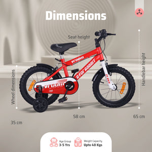R for Rabbit Vroom Bicycle Red - 14Inch - BLVRRD14