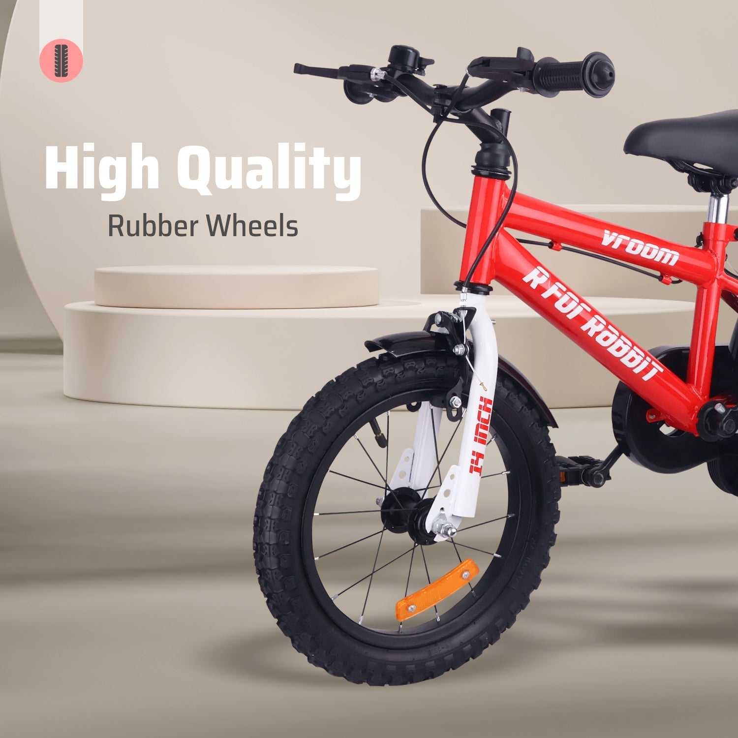 R for Rabbit Vroom Bicycle Red - 14Inch - BLVRRD14