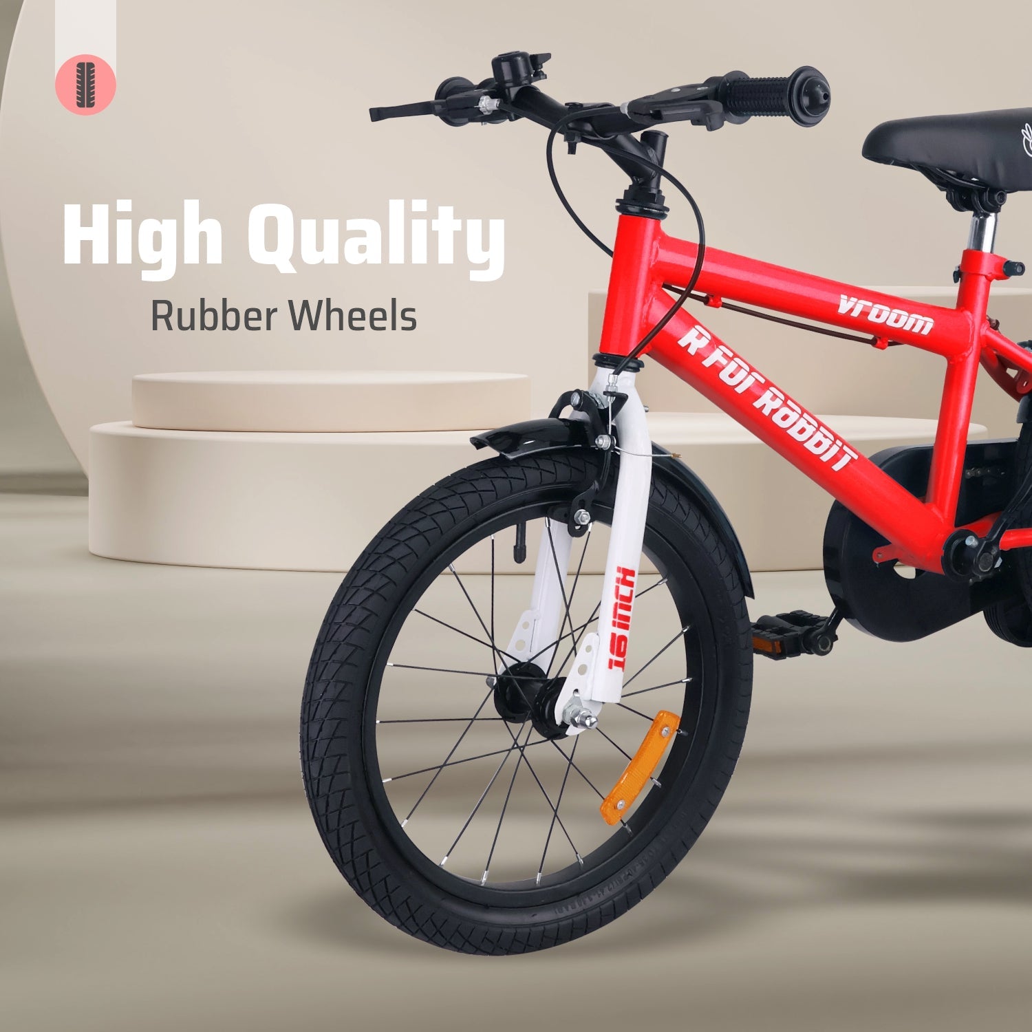 R for Rabbit Vroom Bicycle Red - 16Inch - BLVRRD16