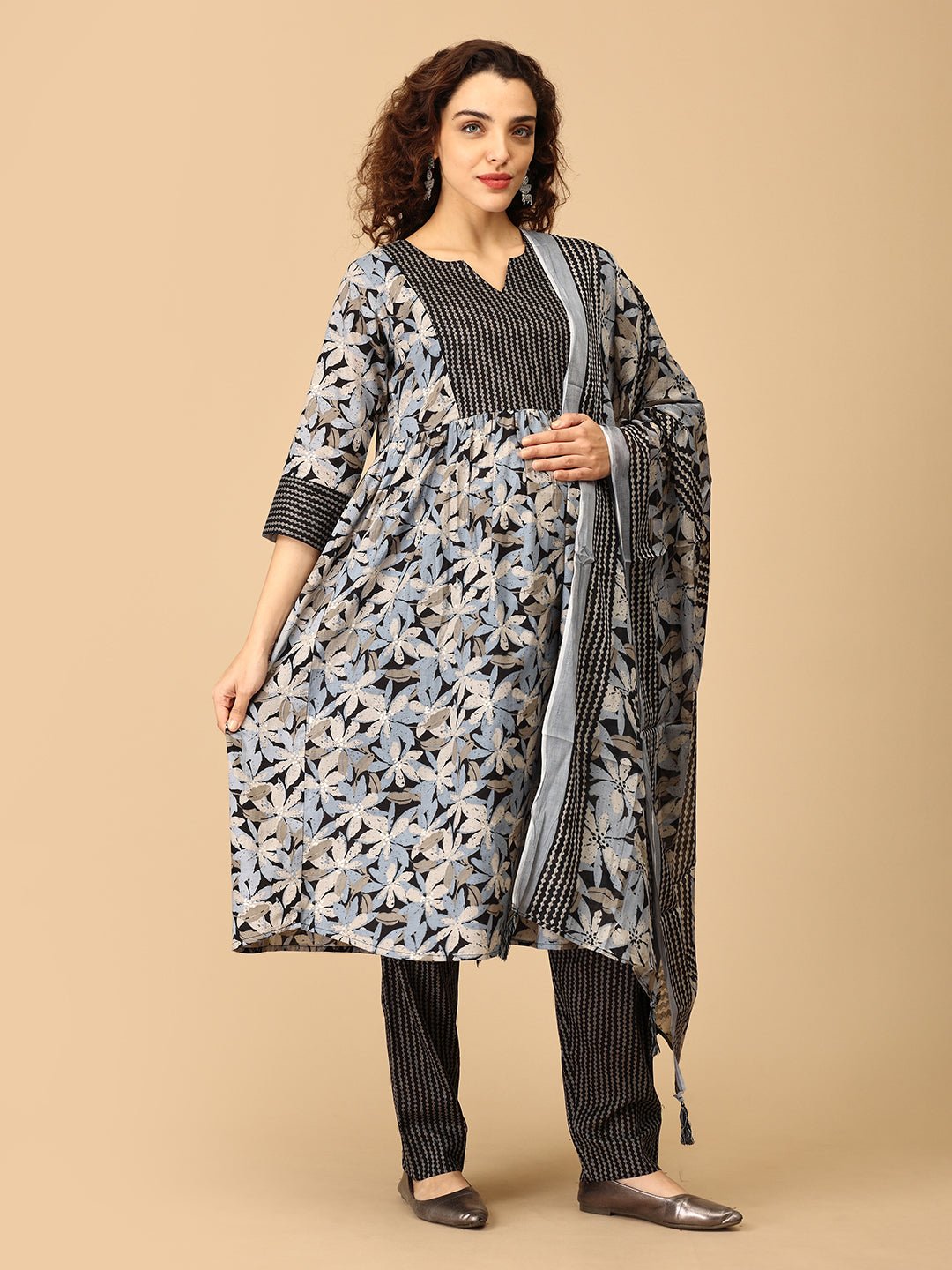 Raag Ranjani Maternity and Nursing Kurta Set With Dupatta - MEW - SK - RAGRN - S