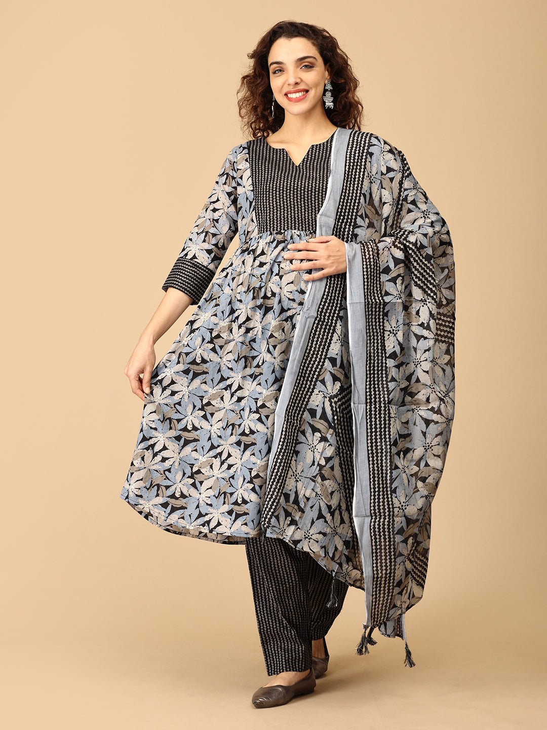 Raag Ranjani Maternity and Nursing Kurta Set With Dupatta - MEW - SK - RAGRN - S