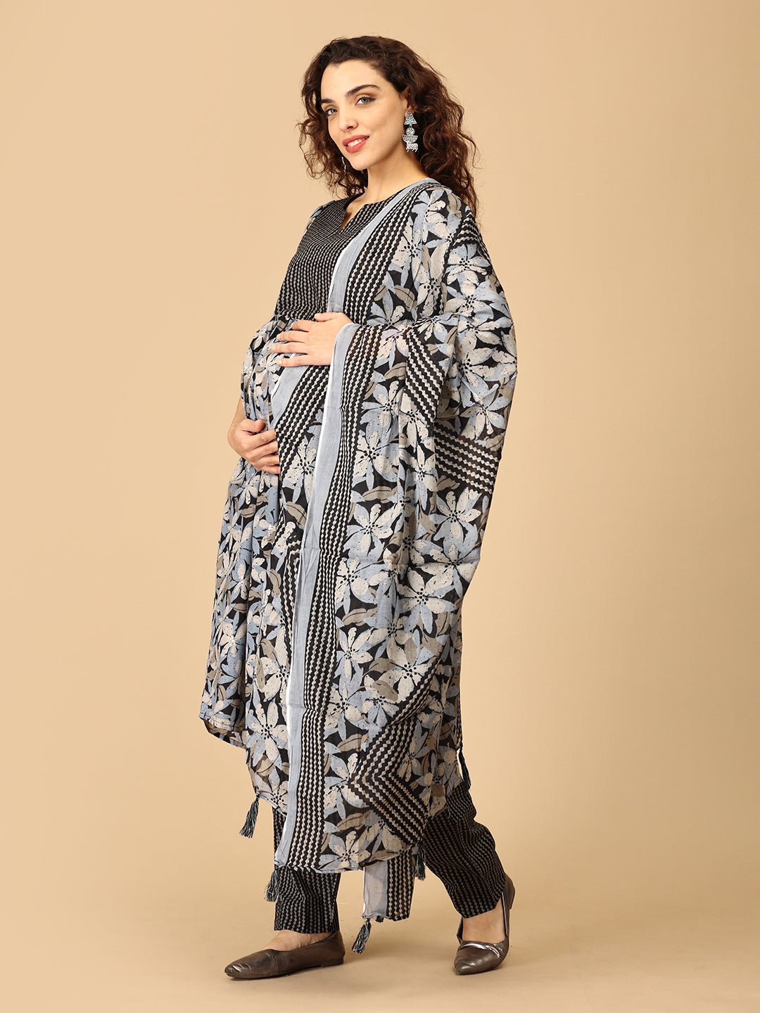 Raag Ranjani Maternity and Nursing Kurta Set With Dupatta - MEW - SK - RAGRN - S