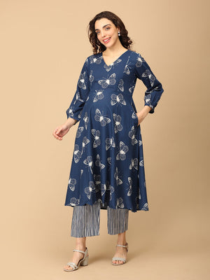 Raatrani Neel Maternity and Nursing Kurta Set - MEW - SK - RATNL - S