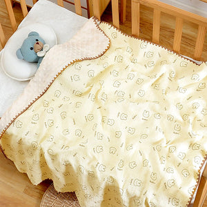 Rabbit Face, 2pcs Super Soft Breathable pure Muslin cotton Blanket and pillow set for Newborn & Infants - Bedding