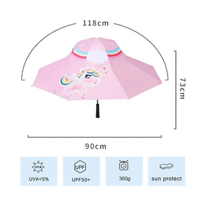 Rainbow Uni theme, Unique Spanish Patio Style Kids Umbrella, 5-12 years, Pink - Little Surprise BoxRainbow Uni theme, Unique Spanish Patio Style Kids Umbrella, 5-12 years, Pink