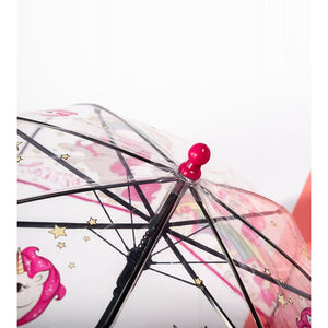 Rainbow Unicorn theme Dome style Transparent Umbrella for Kids, 1 - 5years - Monsoon Wear