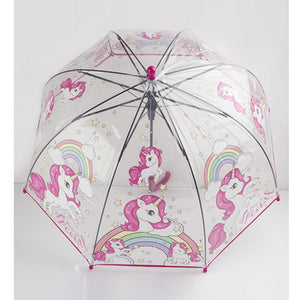 Rainbow Unicorn theme Dome style Transparent Umbrella for Kids, 1 - 5years - Monsoon Wear