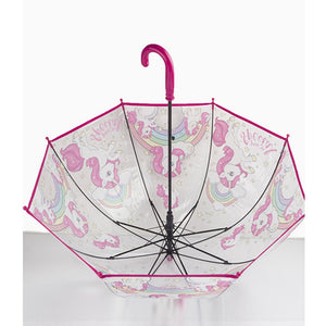 Rainbow Unicorn theme Dome style Transparent Umbrella for Kids, 1 - 5years - Monsoon Wear