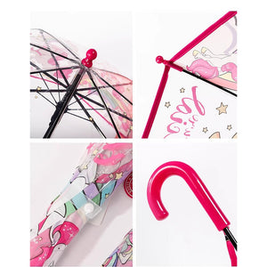 Rainbow Unicorn theme Dome style Transparent Umbrella for Kids, 1 - 5years - Monsoon Wear
