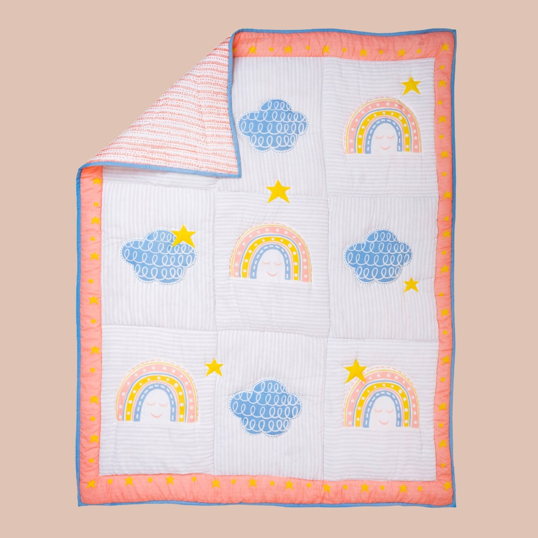 Gudgoodie Premium Cotton Muslin AC Quilt  Blanket- Rainbow Dreams