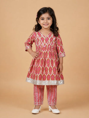 Rang Bagh Girls Anarkali Kurta Set - 0-6 Months Girls Ethnic Set