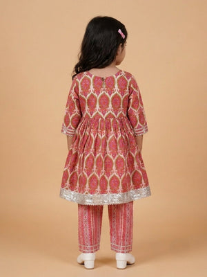 Rang Bagh Girls Anarkali Kurta Set - 0-6 Months Girls Ethnic Set
