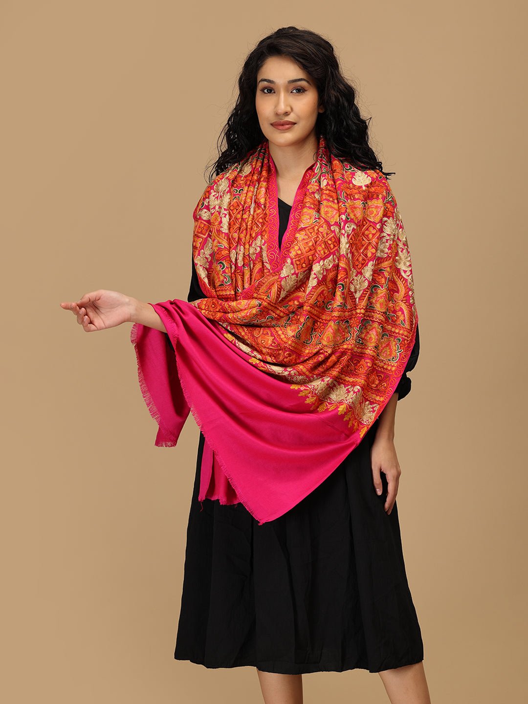 Rang - e - Raani Embroidered Woolen Stoles - Onesize Winter Stoles