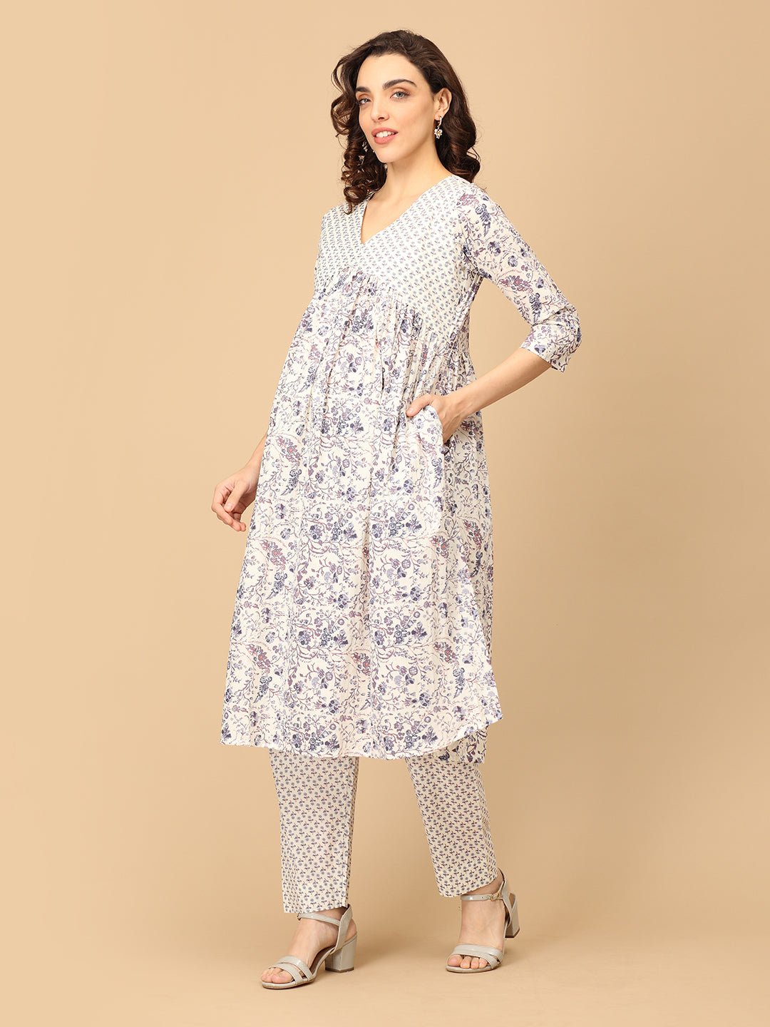 Rang - e - Ret Maternity and Nursing Kurta Set With Dupatta - MEW - SK - RNERT - S