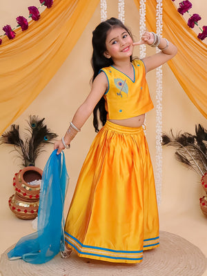 Rang Radha Girls Embroidered Lehenga Set - KES - BK - RNRGL - 0 - 6