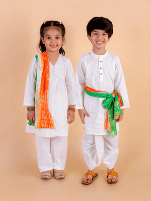 Rangeela Sibling Ethnic Set With Tiranga Dupatta - Twinning Combo